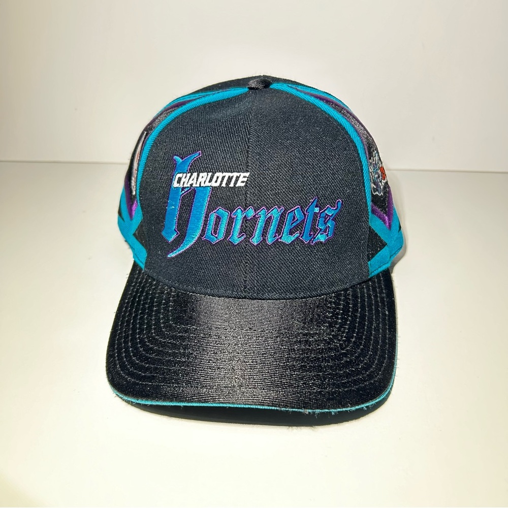 Vintage Charlotte Hornets NBA Puma Hat Snapback Cap One Size Black / Blue